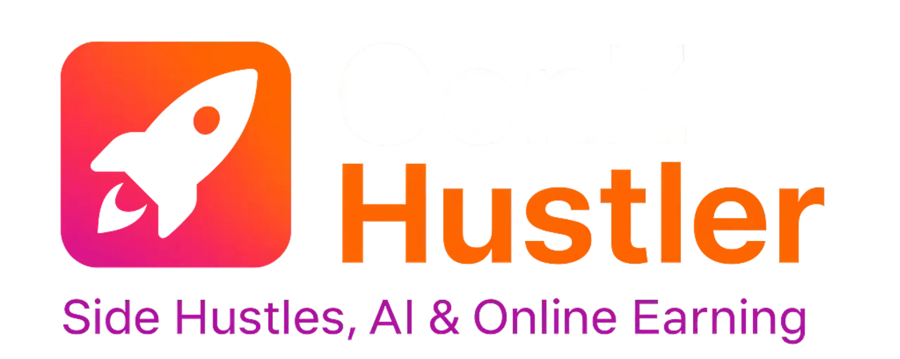 "GENZHUSTLER logo featuring bold, modern typography with an AI-inspired design, representing innovation and online entrepreneurship.